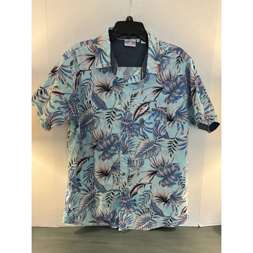 Ron Jon Surf Shop Hawaiin Camp Shirt XL Tropical Floral Beach Button Up